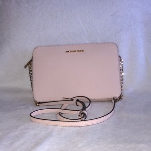 NWT Beautiful pink blossom leather crossbody purse